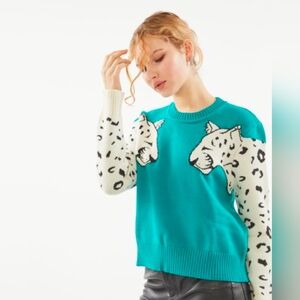 MinkPink Snow Leopard Sweater Size L